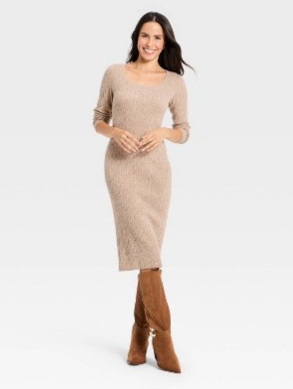 Women's Long Sleeve Textured Transitional Midi Sweater Dress - Universal Thread